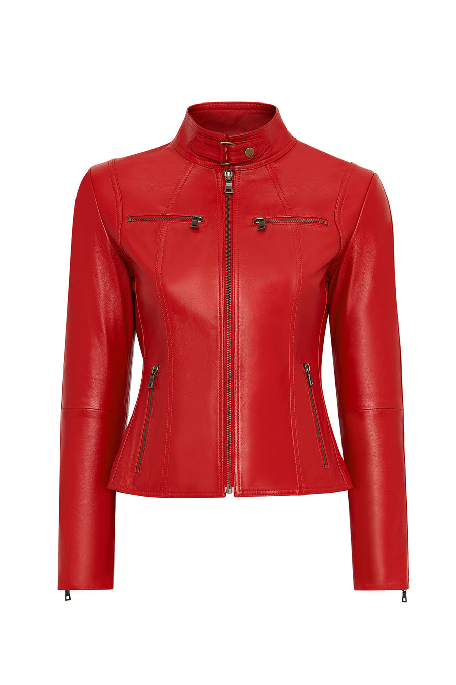 Maria Women's Red Short Leather Jacket