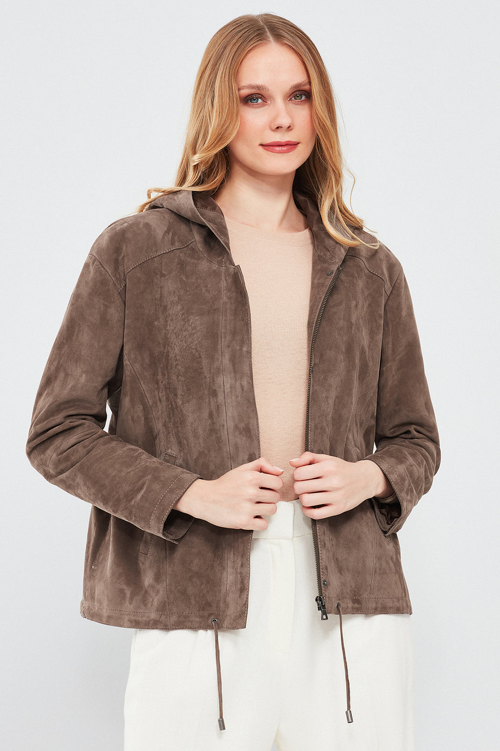Rosy Kadın Vizon Oversize Süet Deri Ceket