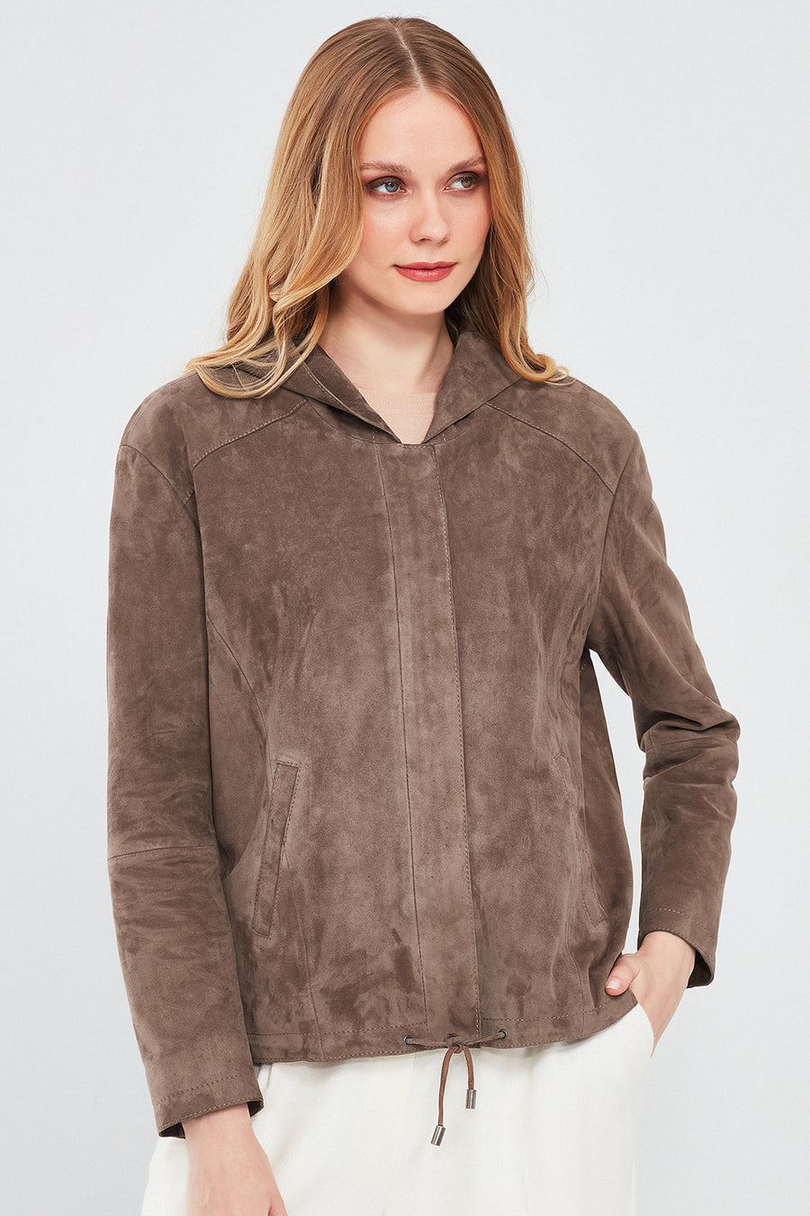 Rosy Kadın Vizon Oversize Süet Deri Ceket