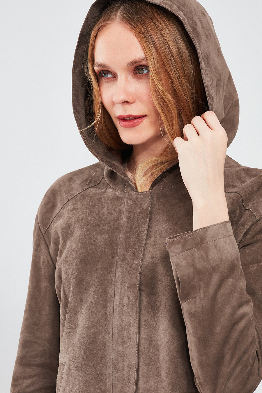 Rosy Kadın Vizon Oversize Süet Deri Ceket