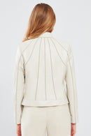 Julia Women's Beige Short Leather Jacket | Derimod