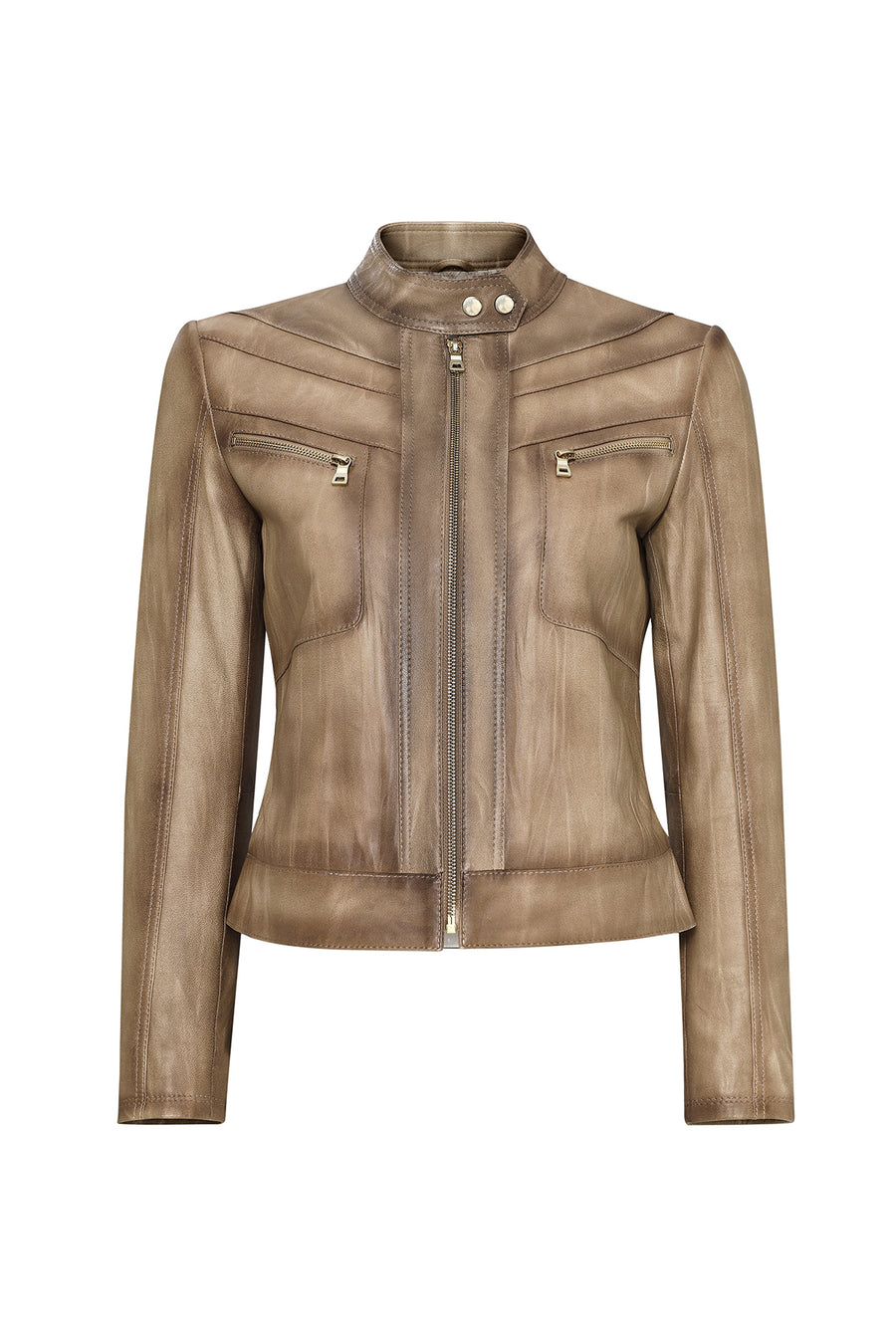 Jody Women's Beige Natural Short Leather Jacket