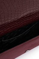 Kadın Bordo Zincir Askılı Desenli Portföy Çanta | Derimod