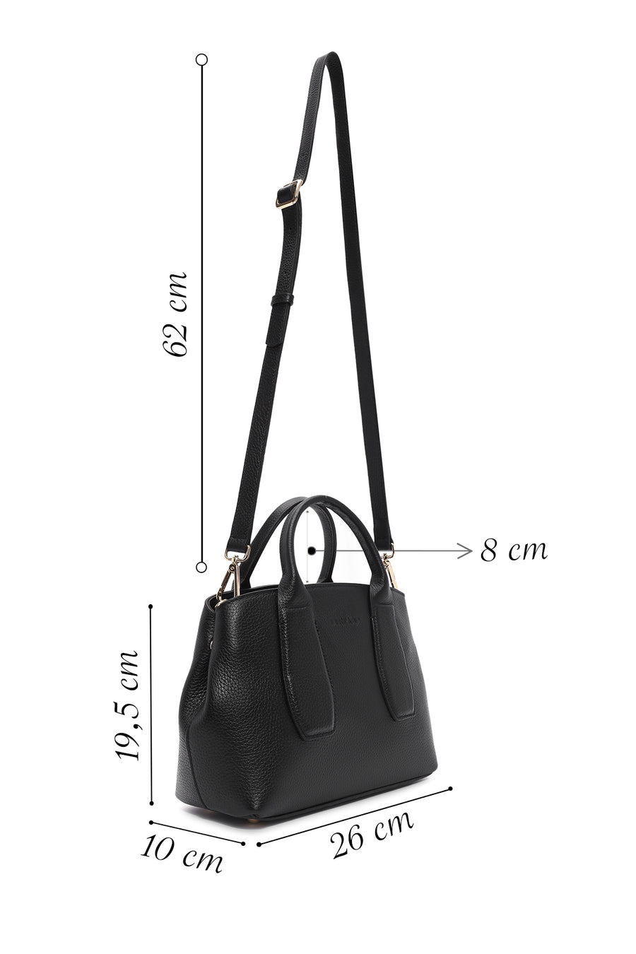 Women's Black Long Strap Classic Leather Handbag