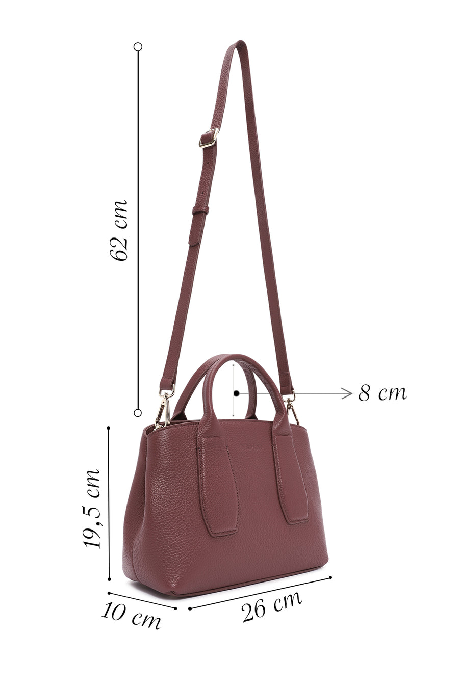 Women's Claret Red Long Strap Classic Leather Handbag