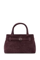 Women's Burgundy Suede Leather Classic Handbag | Derimod