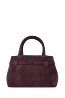 Women's Burgundy Suede Leather Classic Handbag | Derimod