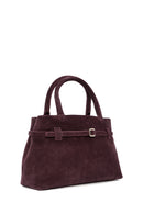 Women's Burgundy Suede Leather Classic Handbag | Derimod