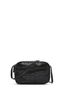 Women's Black Printed Mini Leather Crossbody Bag | Derimod