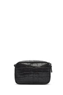 Women's Black Printed Mini Leather Crossbody Bag | Derimod