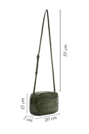 Women's Green Printed Mini Leather Crossbody Bag | Derimod