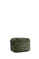 Women's Green Printed Mini Leather Crossbody Bag | Derimod