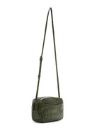 Women's Green Printed Mini Leather Crossbody Bag | Derimod