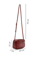 Women's Burgundy Printed Mini Leather Crossbody Bag | Derimod