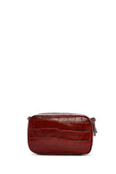 Women's Burgundy Printed Mini Leather Crossbody Bag | Derimod