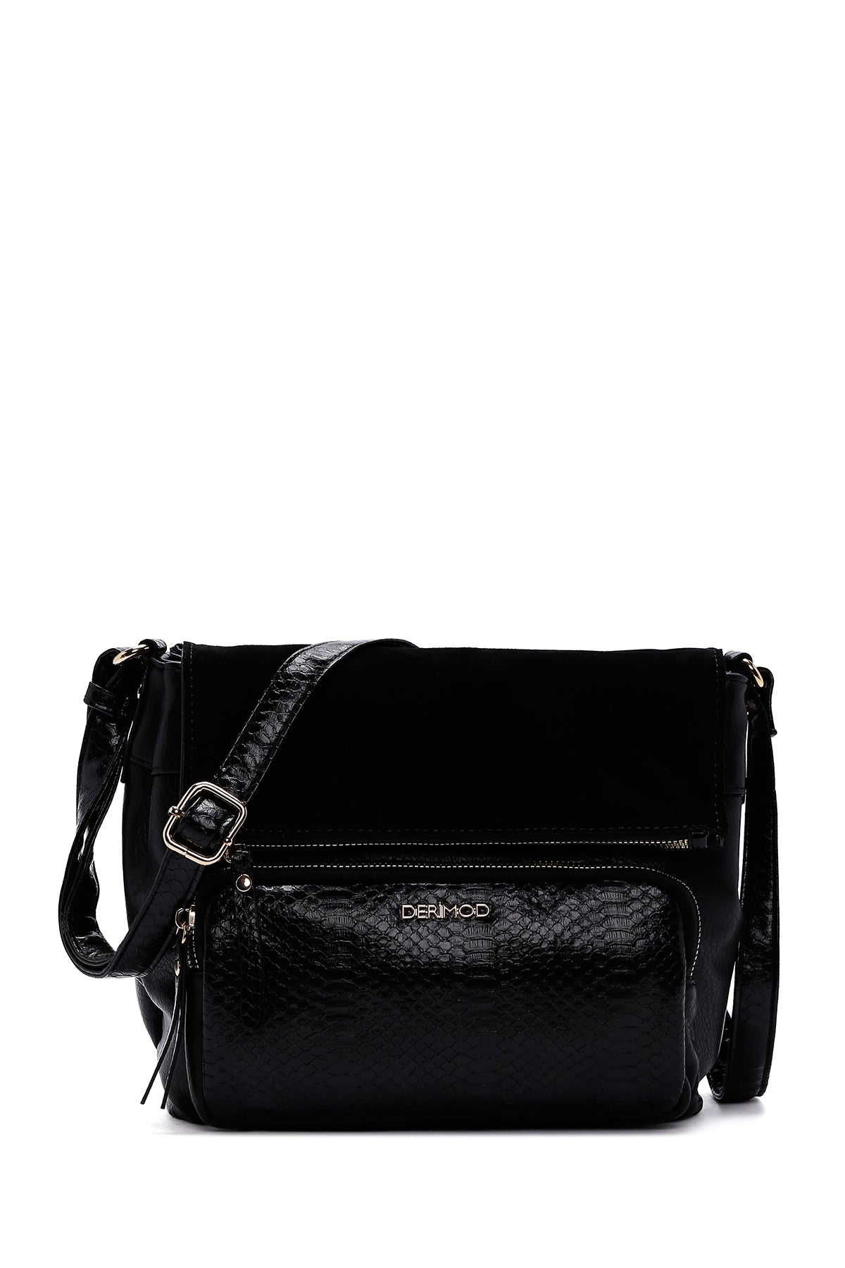 Women's Black Long Strap Printed Crossbody Bag 24WBD242214 | Derimod