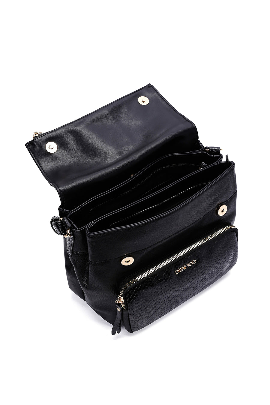 Kadın Siyah Uzun Askılı Baskılı Çapraz Çanta