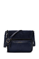 Women's Navy Blue Long Strap Printed Crossbody Bag | Derimod