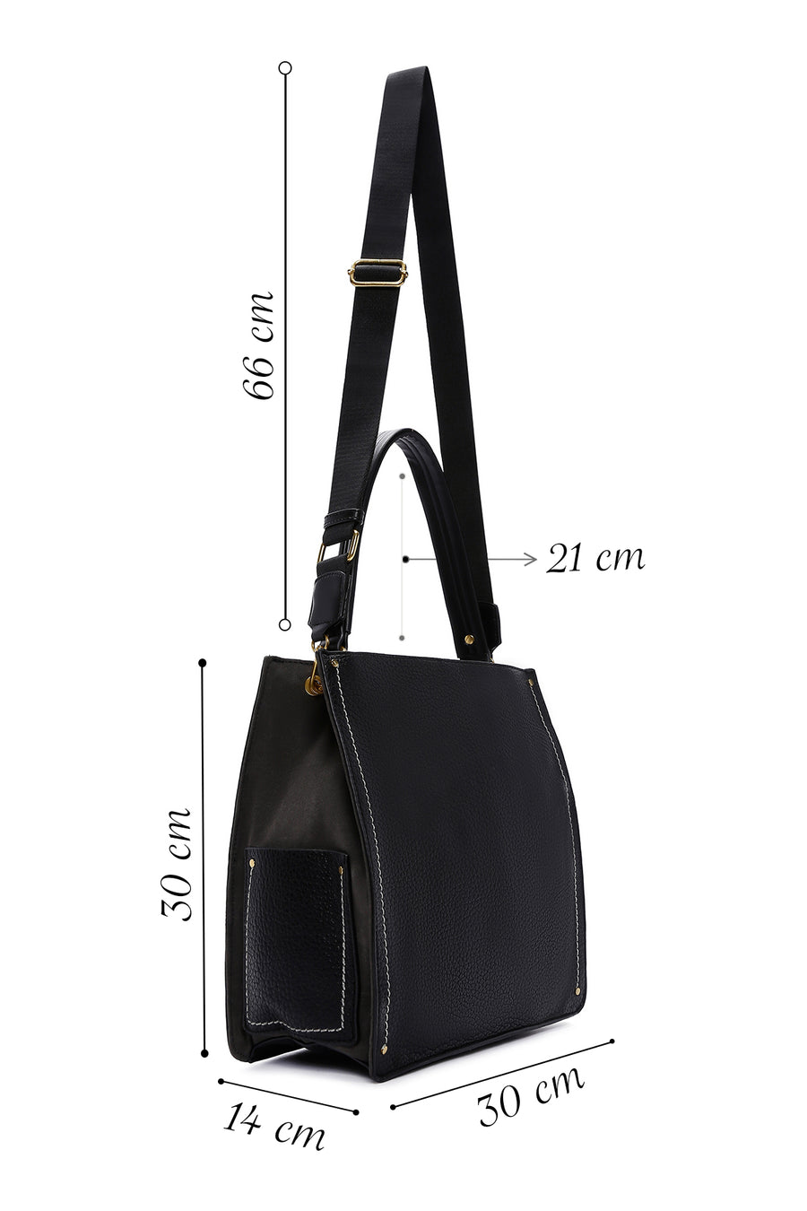 Women's Black Long Strap Shoulder Bag