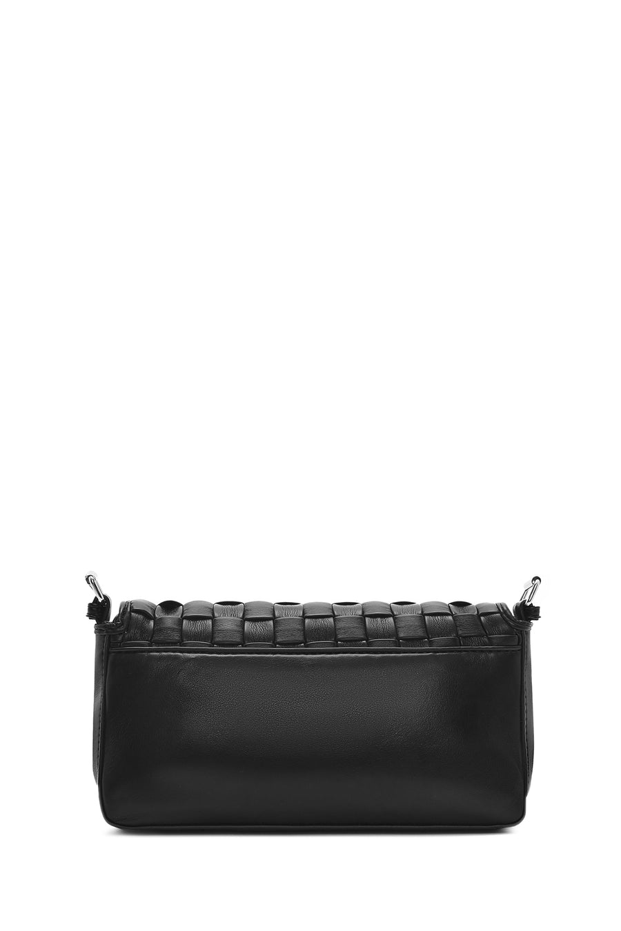 Women's Black Knitted Patterned Long Strap Shoulder Bag