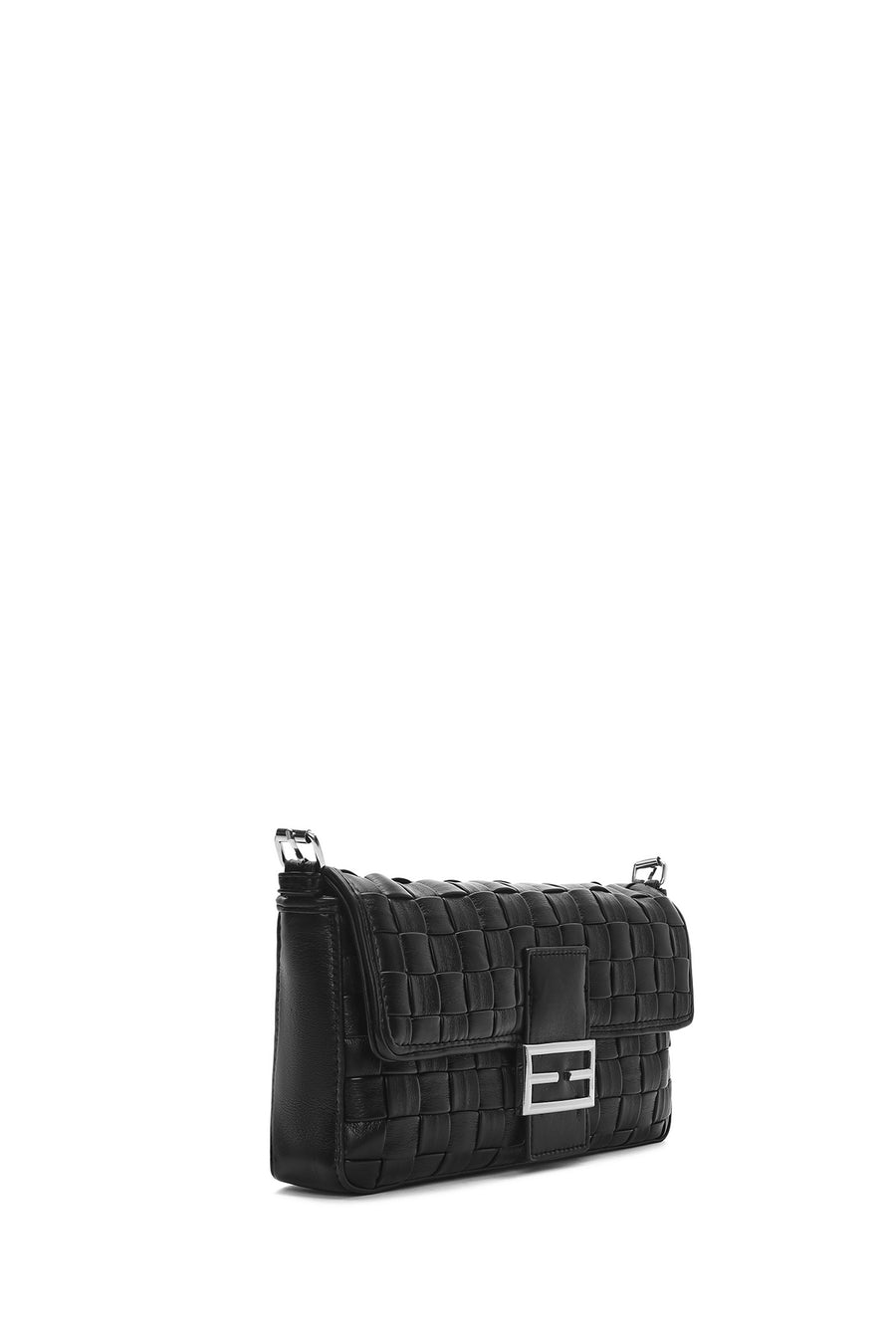 Women's Black Knitted Patterned Long Strap Shoulder Bag