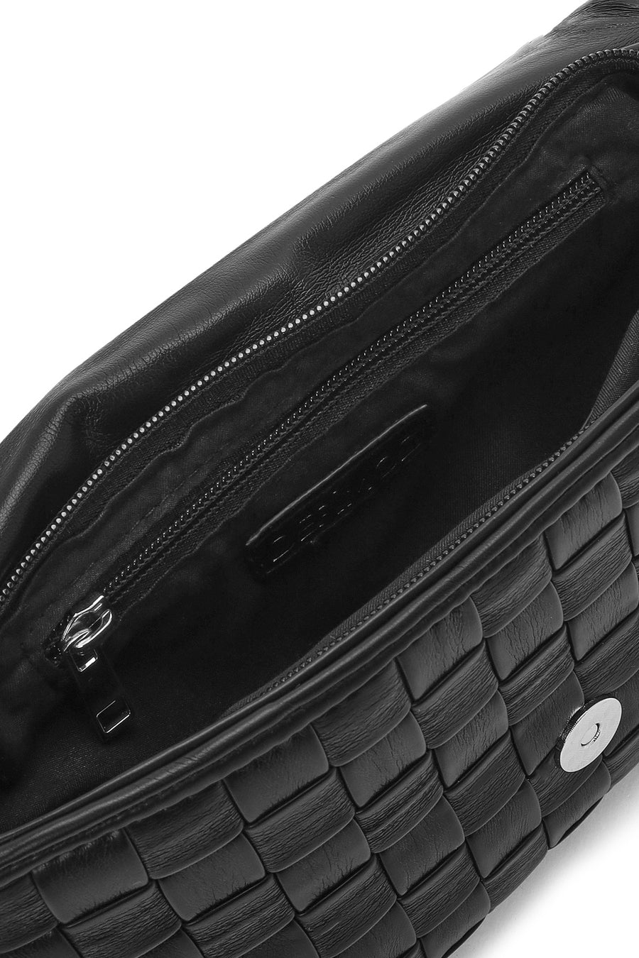 Women's Black Knitted Patterned Long Strap Shoulder Bag