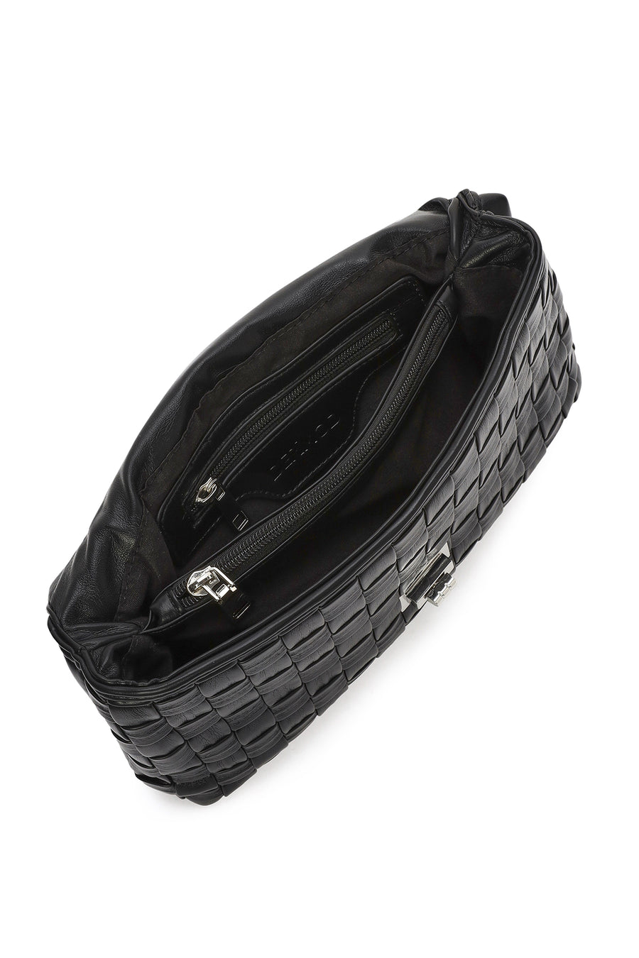 Women's Black Braided Chain Shoulder Bag
