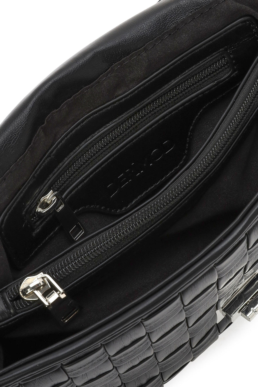 Women's Black Braided Chain Shoulder Bag