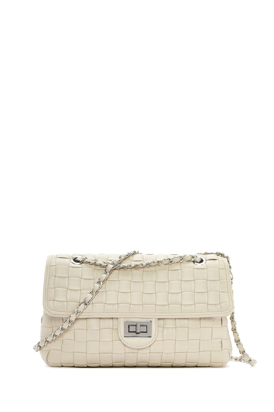 Women's Cream Braided Chain Strap Shoulder Bag 24WBD246829 | Derimod