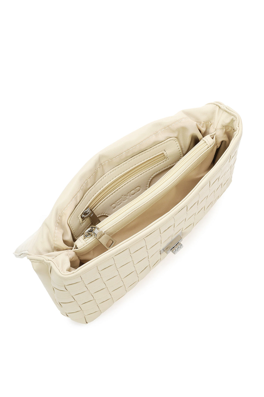 Women's Cream Braided Chain Strap Shoulder Bag