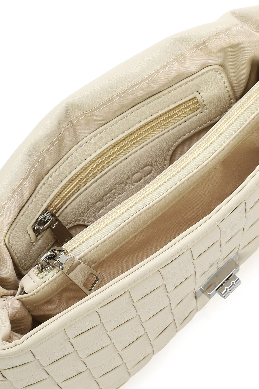 Women's Cream Braided Chain Strap Shoulder Bag
