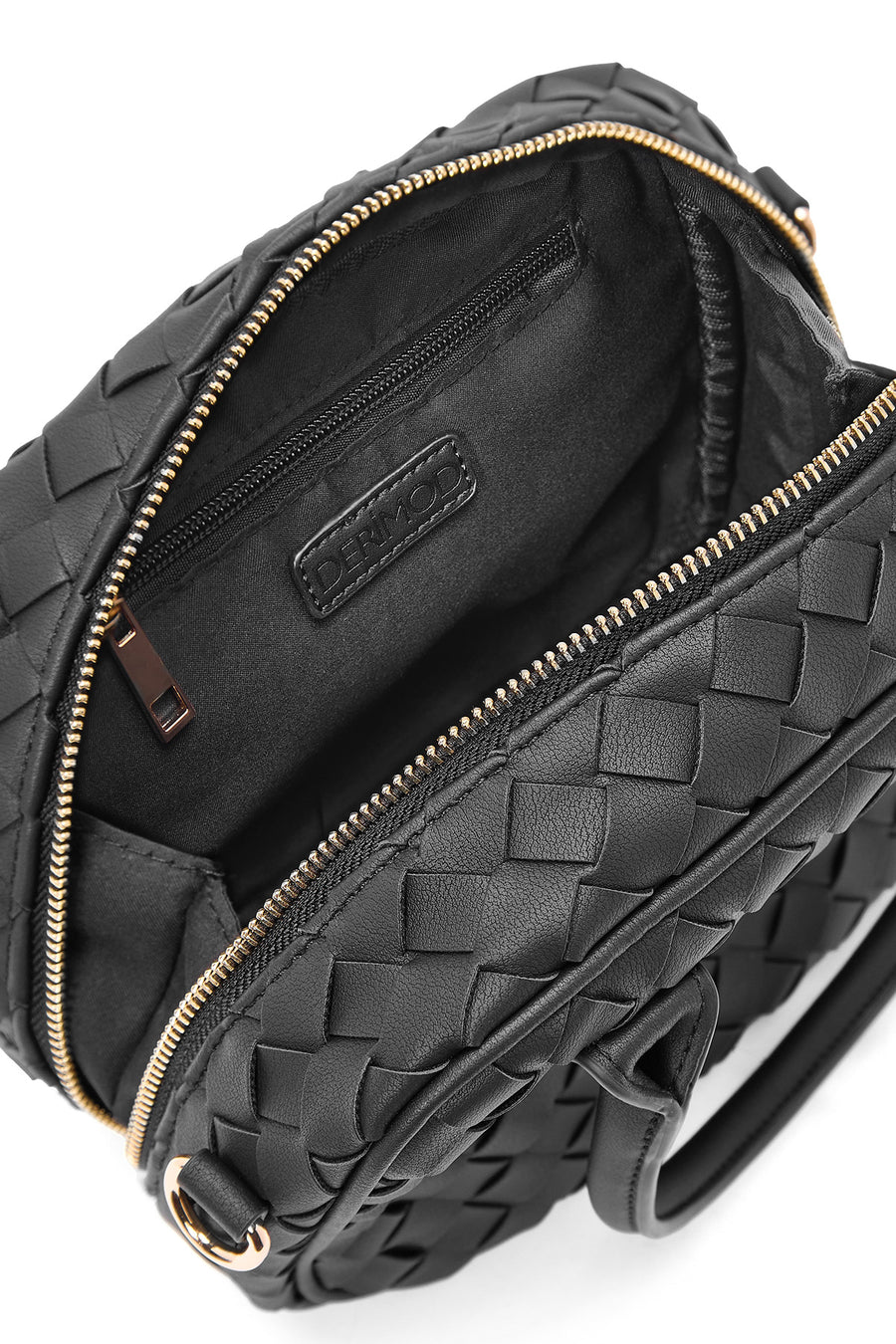 Women's Black Long Strap Braided Shoulder Bag