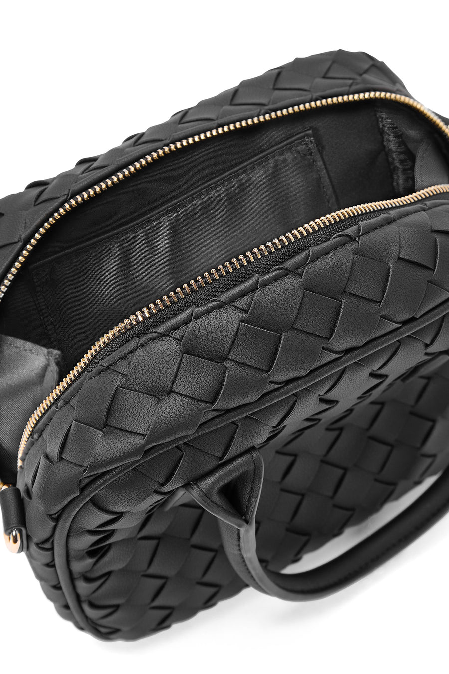 Women's Black Long Strap Braided Shoulder Bag