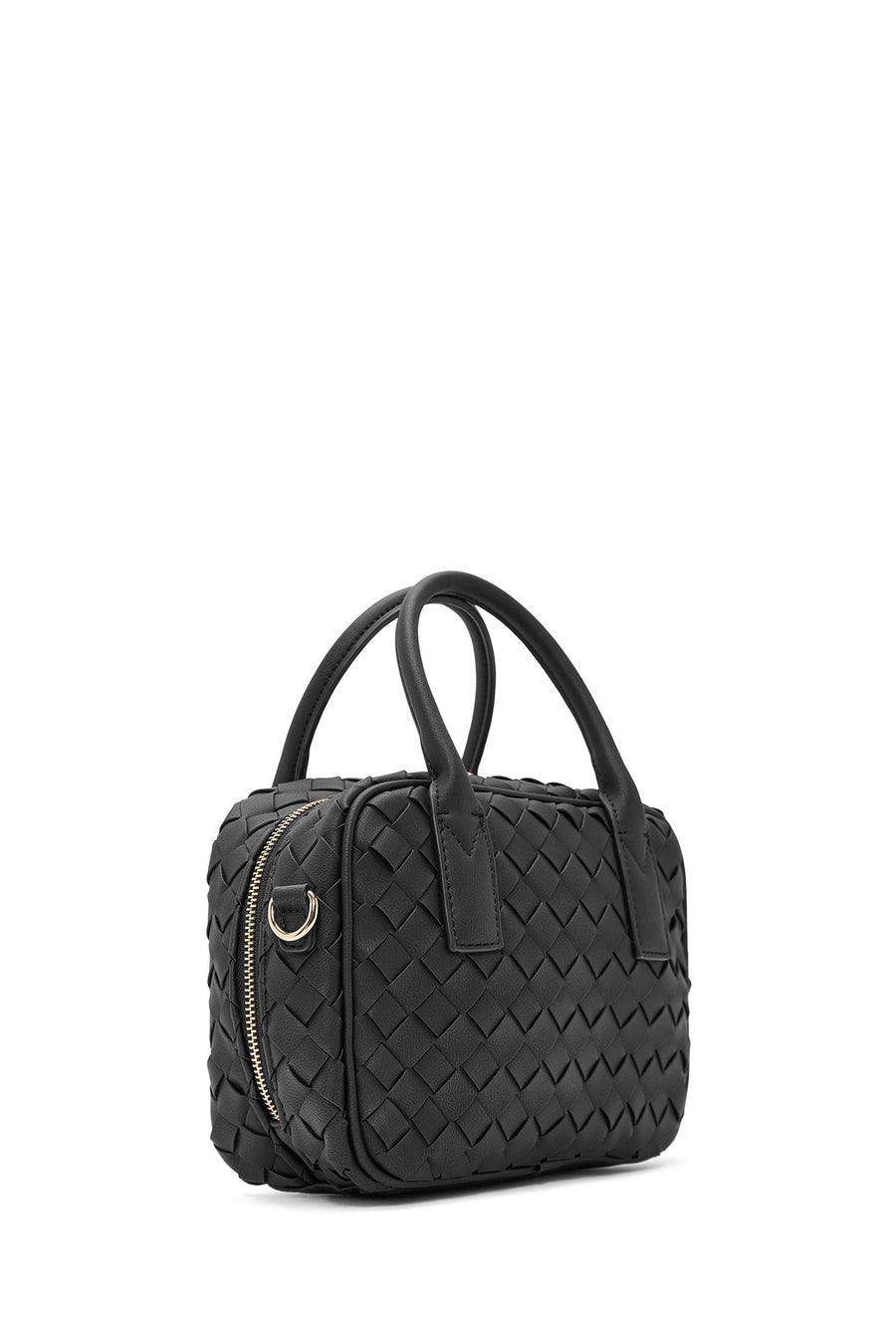 Women's Black Long Strap Braided Shoulder Bag