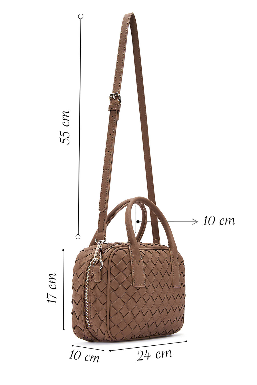 Women's Brown Long Strap Braided Shoulder Bag