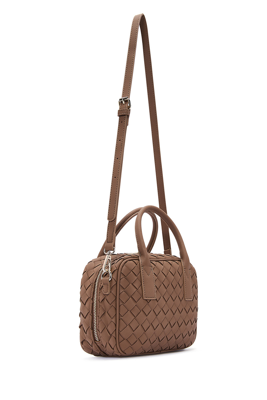 Women's Brown Long Strap Braided Shoulder Bag