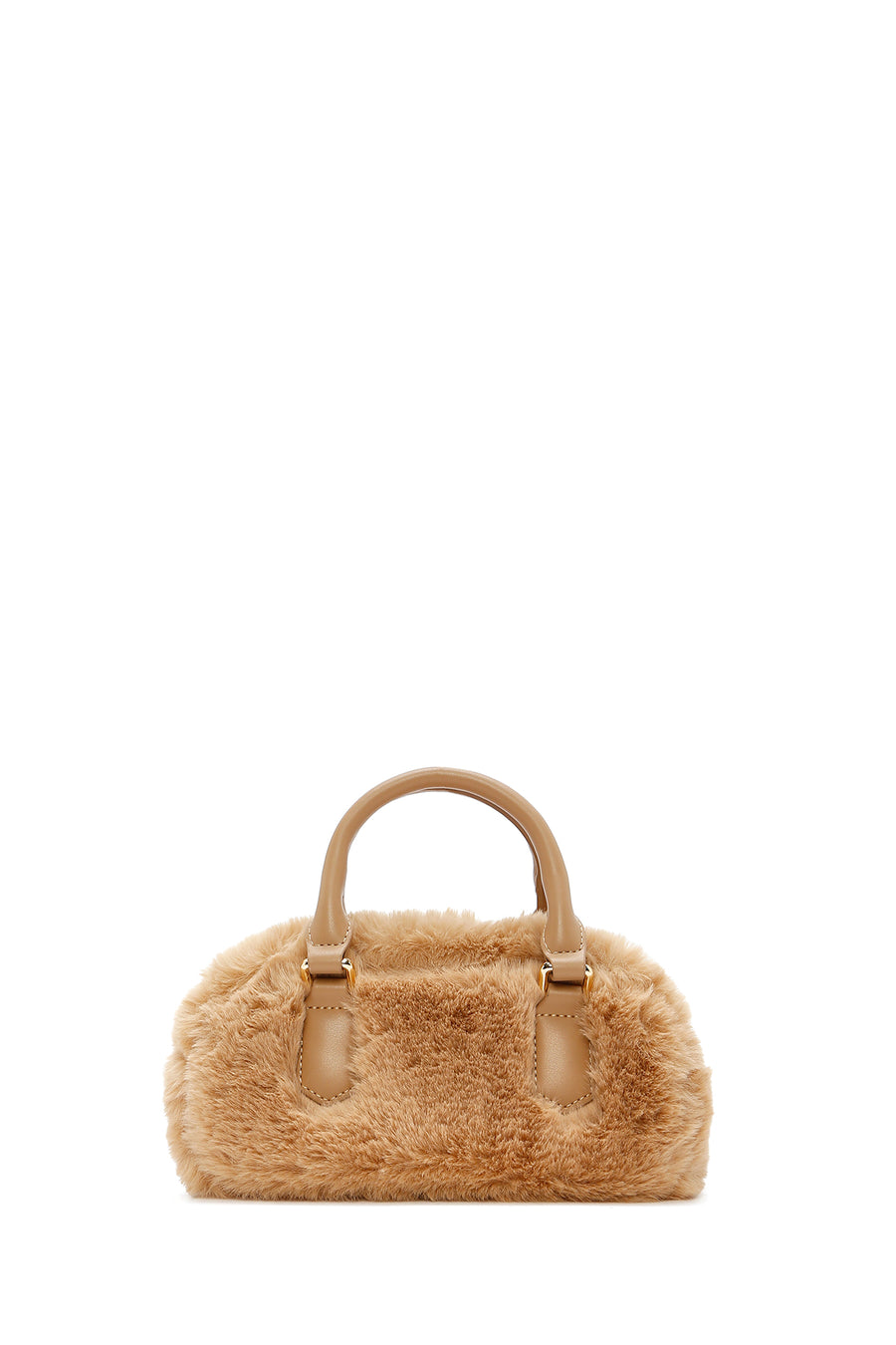 Women's Beige Long Strap Accessory Detailed Plush Mini Handbag