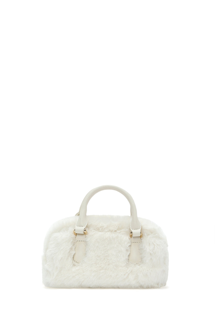 Women's Cream Long Strap Accessory Detailed Plush Mini Handbag