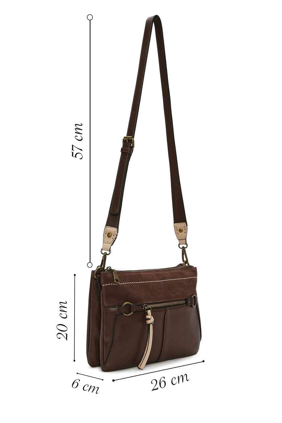 Women's Brown Long Strap Crossbody Bag