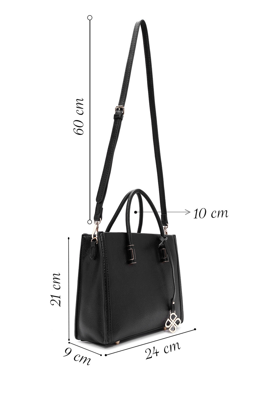 Women's Black Long Strap Classic Handbag