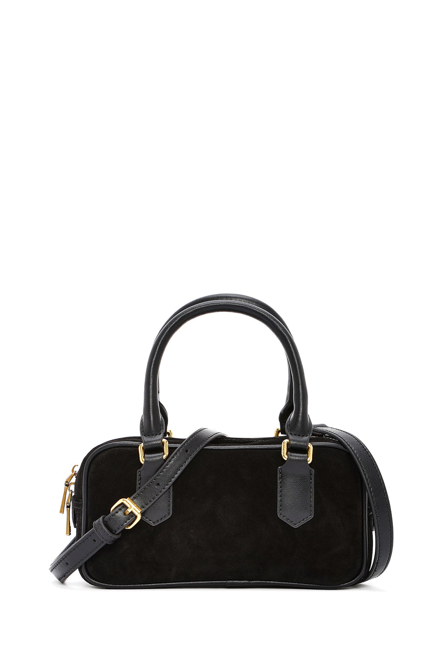 Women's Black Long Strap Suede Leather Mini Handbag 24WBD259010 | Derimod