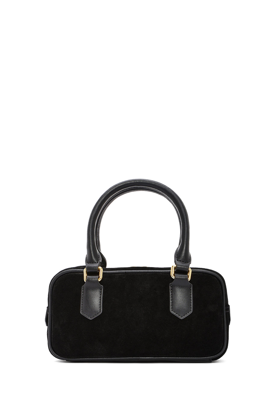 Women's Black Long Strap Suede Leather Mini Handbag