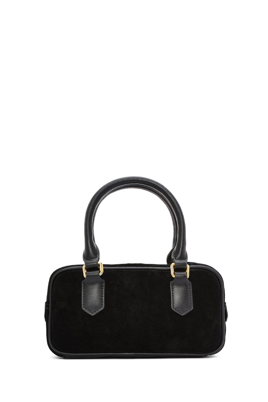 Women's Black Long Strap Suede Leather Mini Handbag