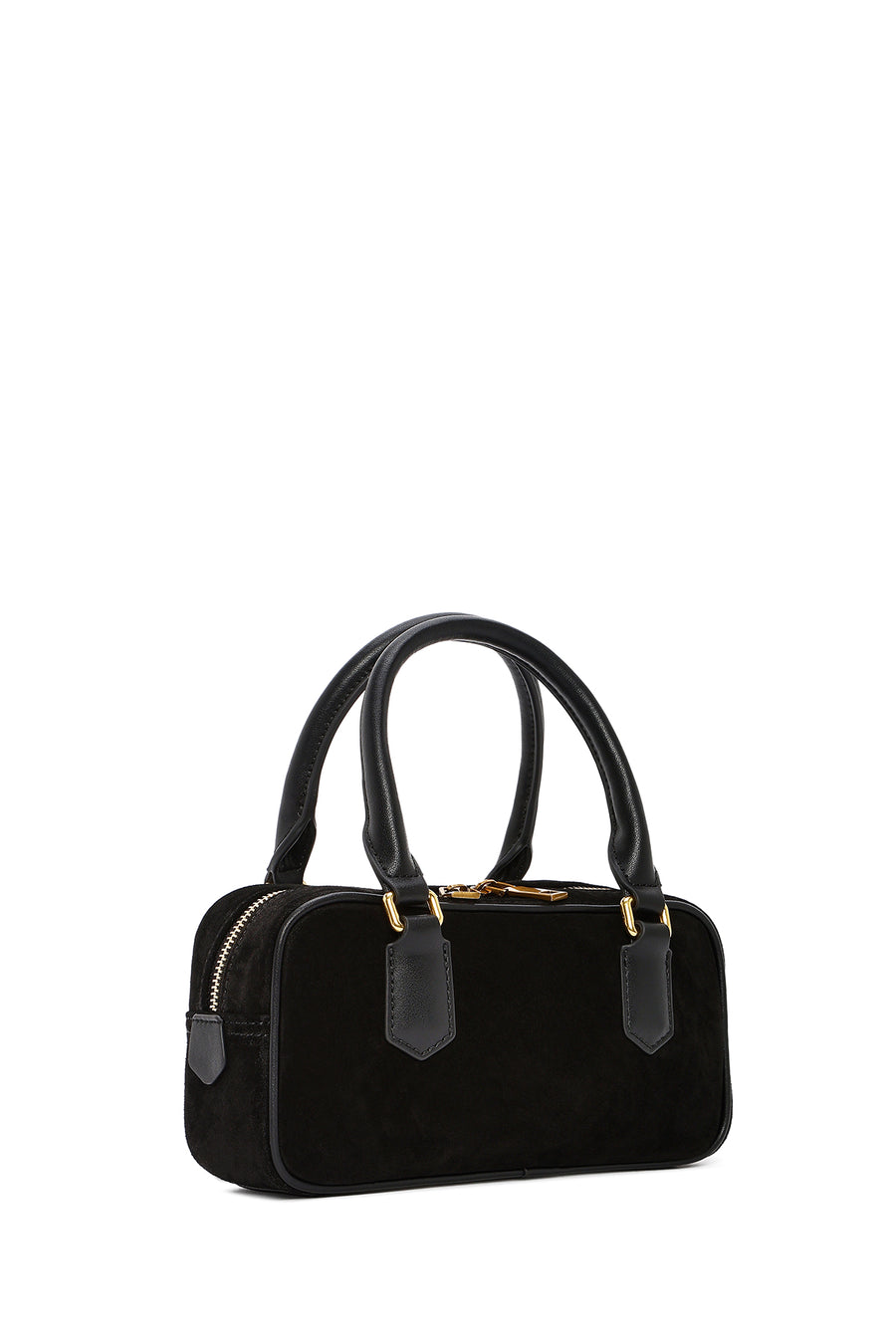 Women's Black Long Strap Suede Leather Mini Handbag