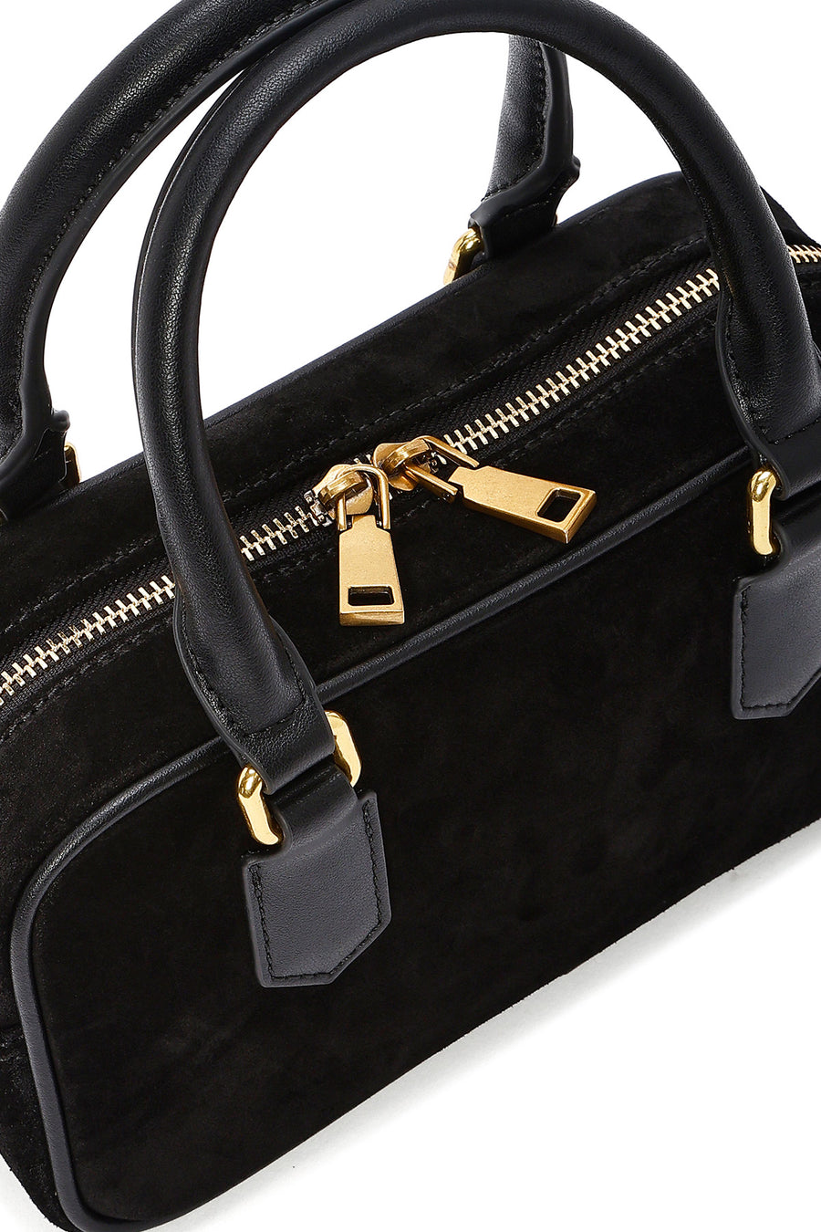 Women's Black Long Strap Suede Leather Mini Handbag