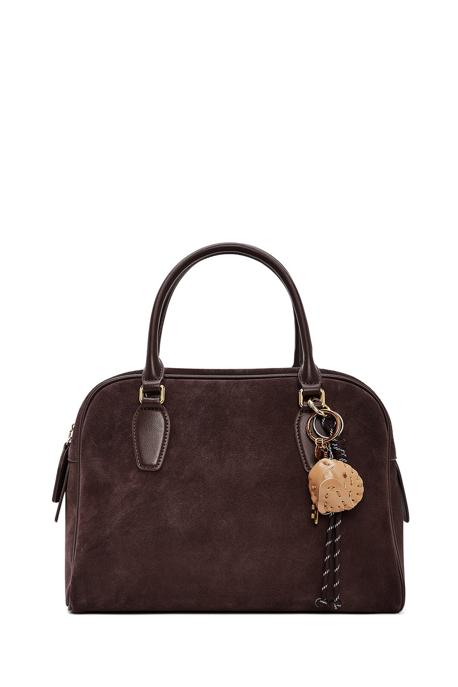 Women's Brown Long Strap Accessory Suede Leather Handbag