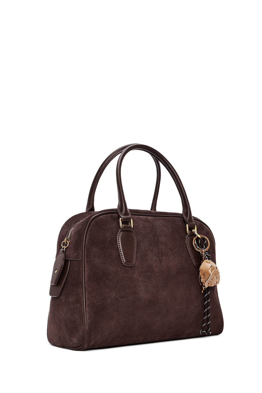Women's Brown Long Strap Accessory Suede Leather Handbag