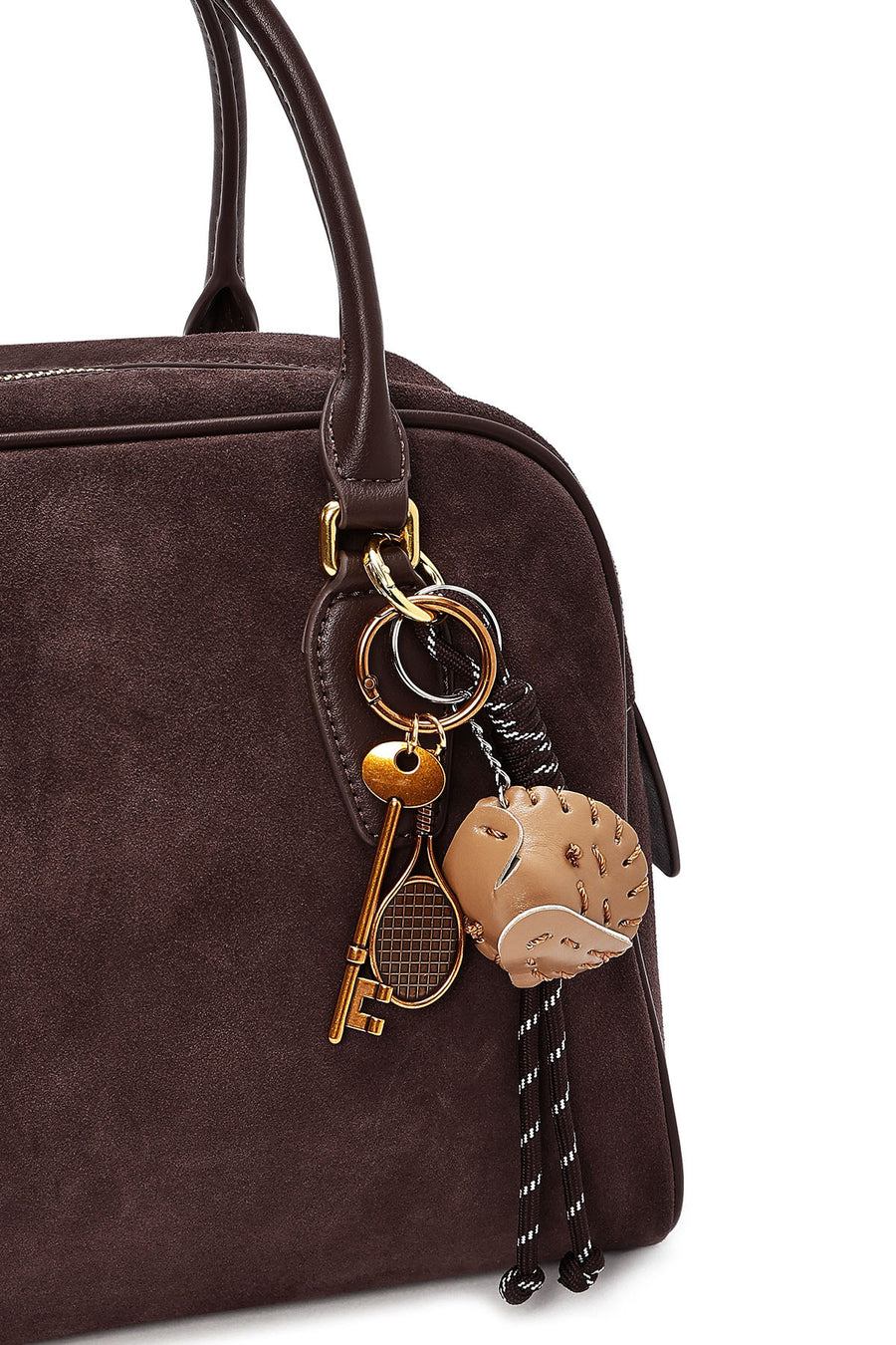 Women's Brown Long Strap Accessory Suede Leather Handbag