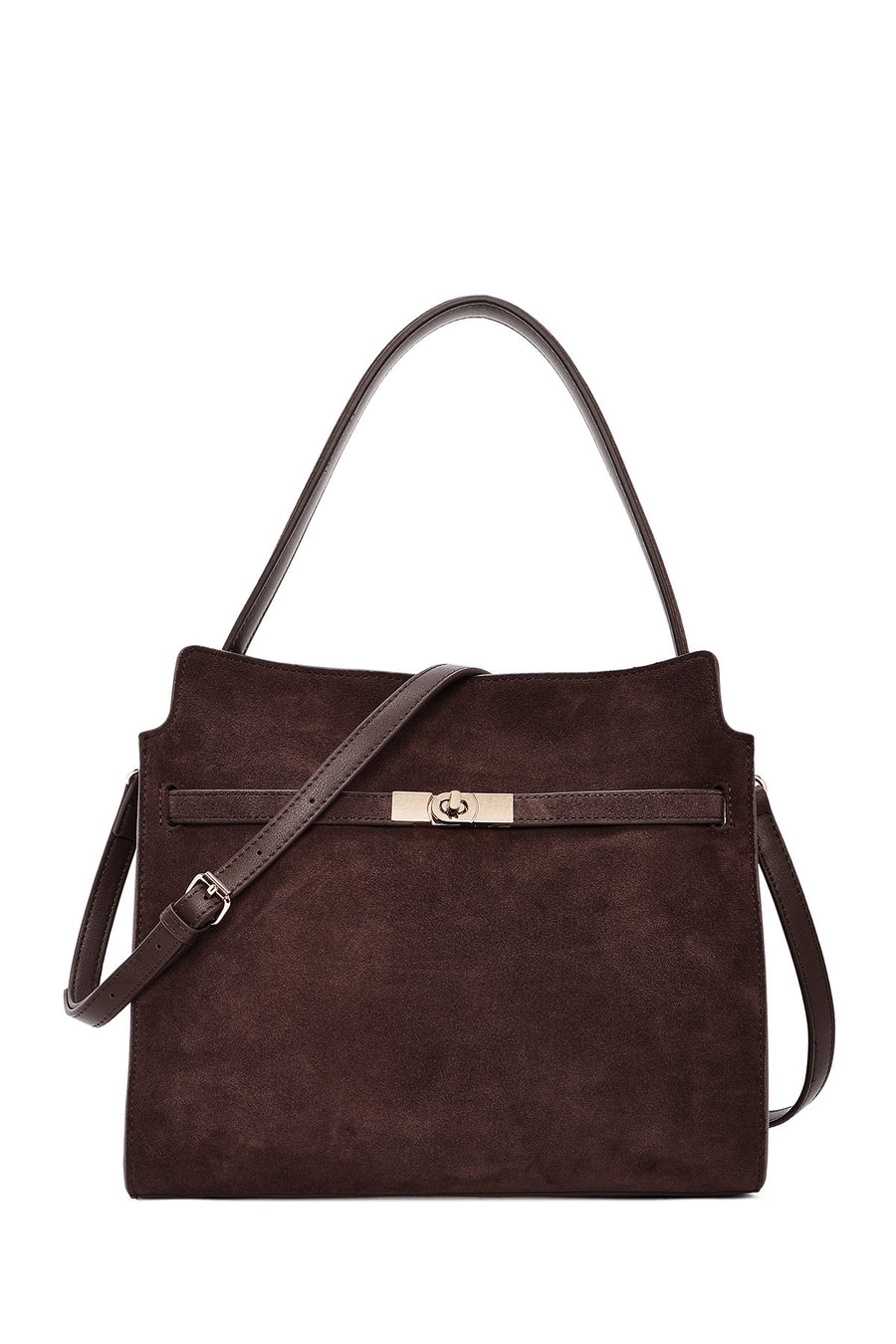 Women's Brown Long Strap Suede Leather Classic Shoulder Bag 24WBD259410 | Derimod