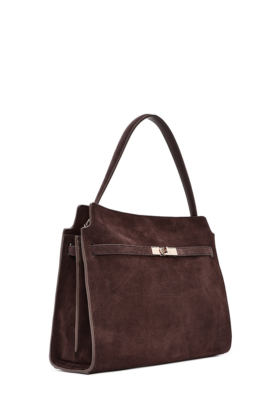 Women's Brown Long Strap Suede Leather Classic Shoulder Bag
